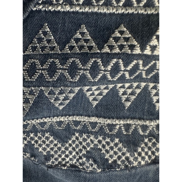Tantrum's Denim Jacket Medium Aztec Embroidered Western Jean Jacket - Picture 5 of 9